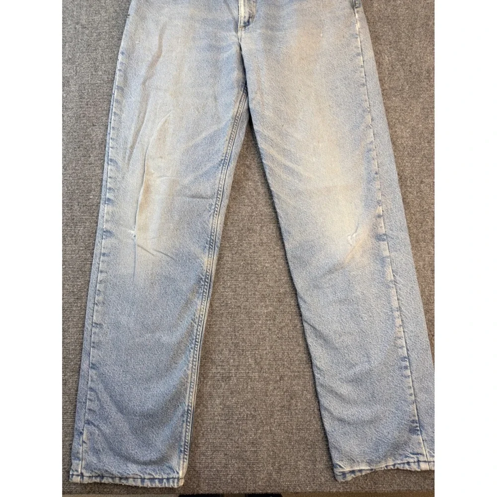 Vintage Carhartt 34x34 Light Wash Denim Jeans USA Made Workwear Straight Leg Men